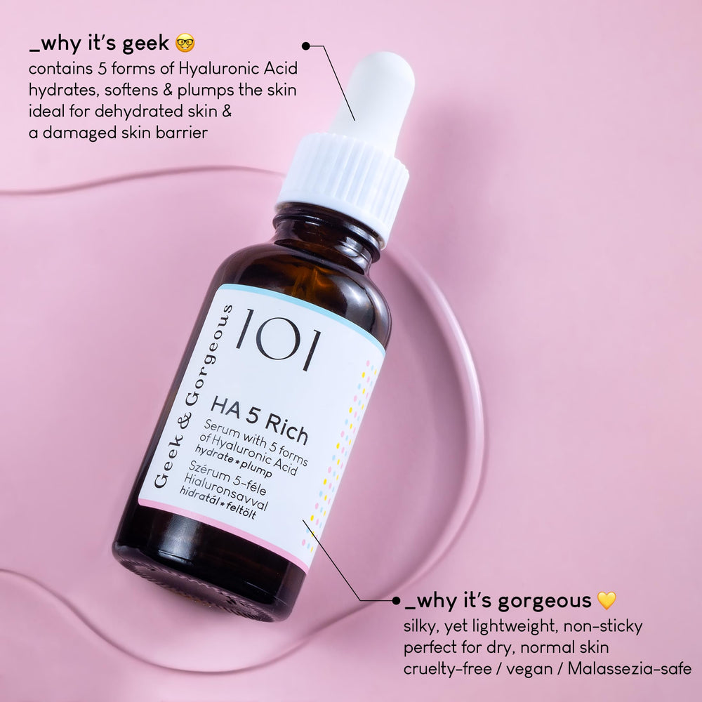 Geek & Gorgeous dropper dispensing serum illustrating easy application and control