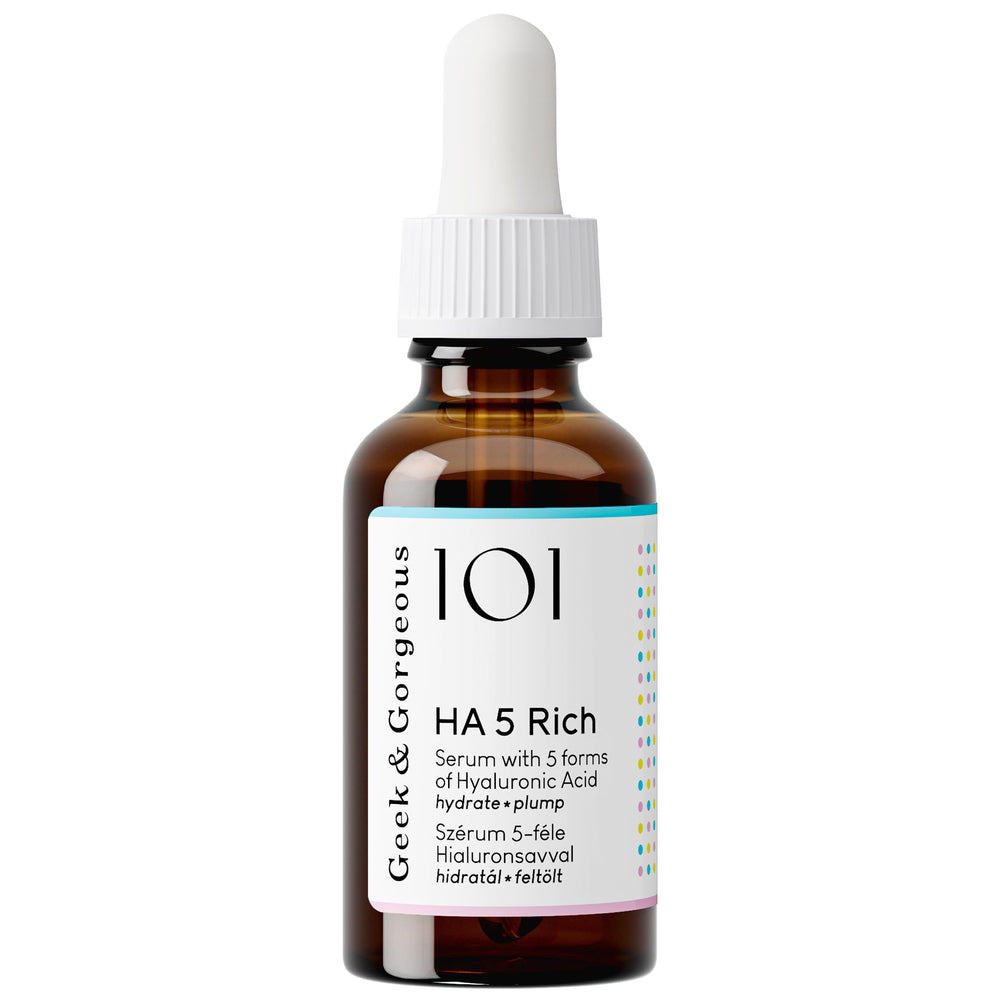 Geek & Gorgeous label close-up highlighting ingredient list and clinical testing