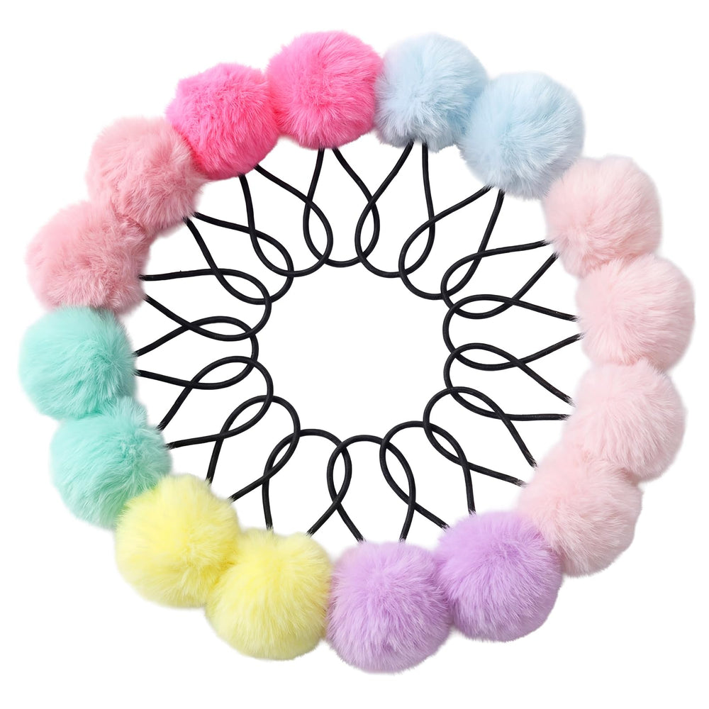Gegraterwa front packaging showing 16 pom pom hair ties for easy selection
