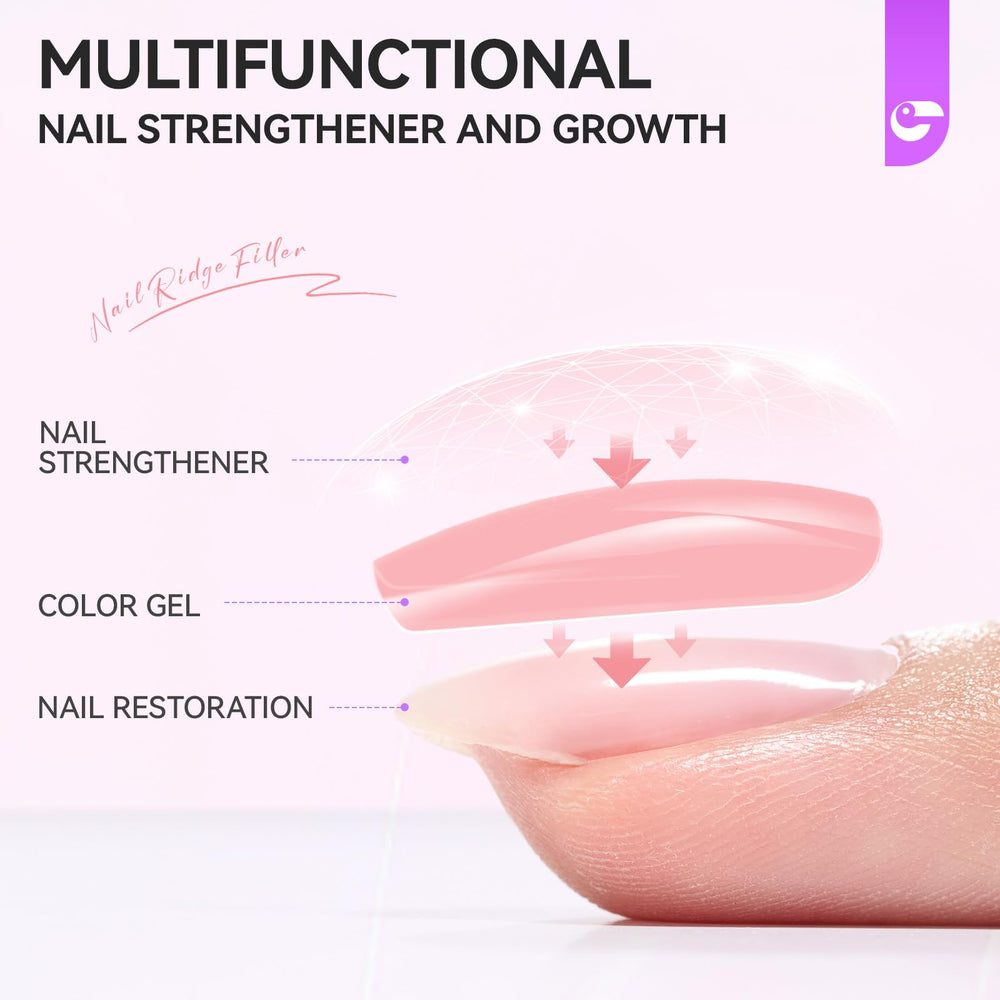 gelike ec before and after nail showing visible strengthening and smoother surface
