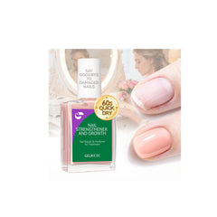 gelike ec front packaging showing bottle and nude pink shade, clear benefits