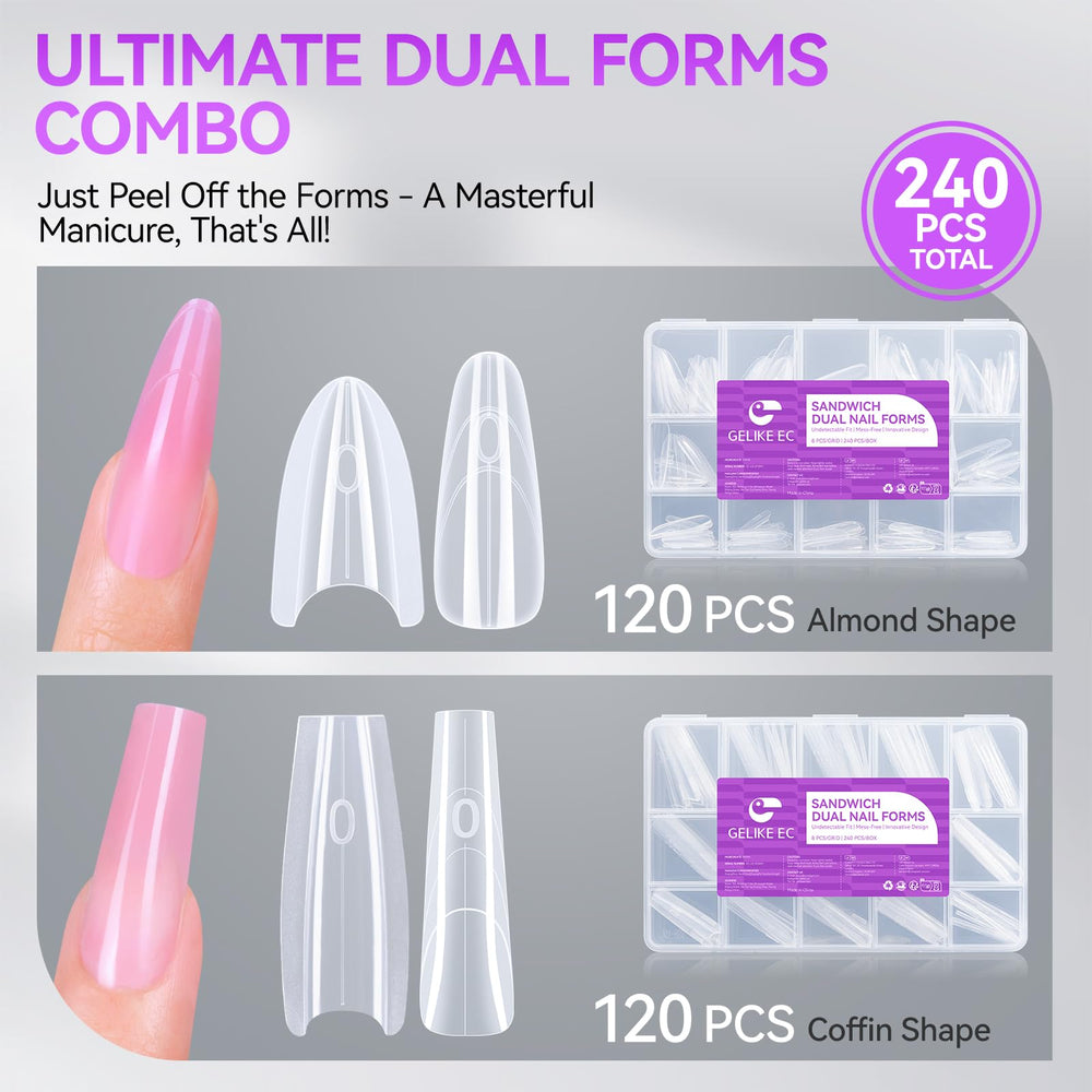 gelike ec dual form held by technician tab, improving control for apex sculpting