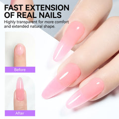 gelike ec in use pressing poly gel into form, faster extension workflow benefit