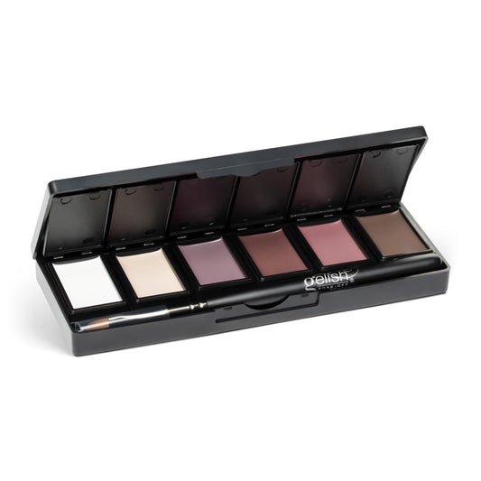 Gelish Act Natural palette front view showing six jars and included brush benefit: easy start