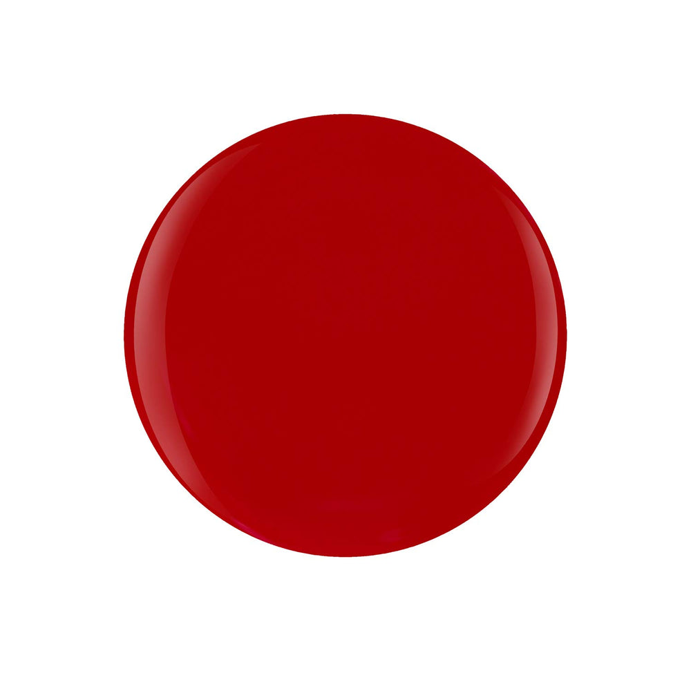 Gelish Hot Rod Red brush stroke demonstrating smooth, streak-free pigment payoff