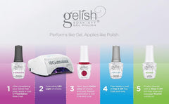 Gelish kit on salon desk lifestyle scene showing professional use and convenience