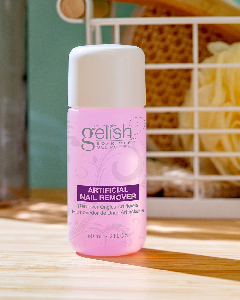 Gelish label close-up highlighting product name and usage guidance for clarity