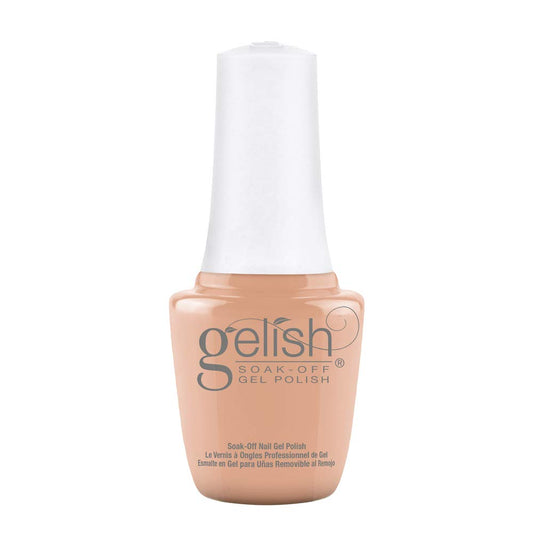 Gelish mini front bottle showing Creme De La Femme shade and portable convenience
