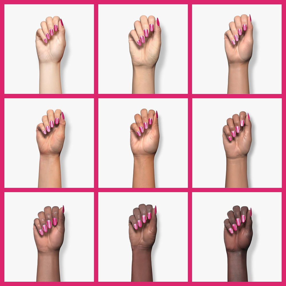 Gelish mini High Voltage painted nails in use showing durable color benefit