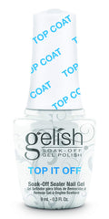 Gelish front bottle showing label and glossy finish benefit