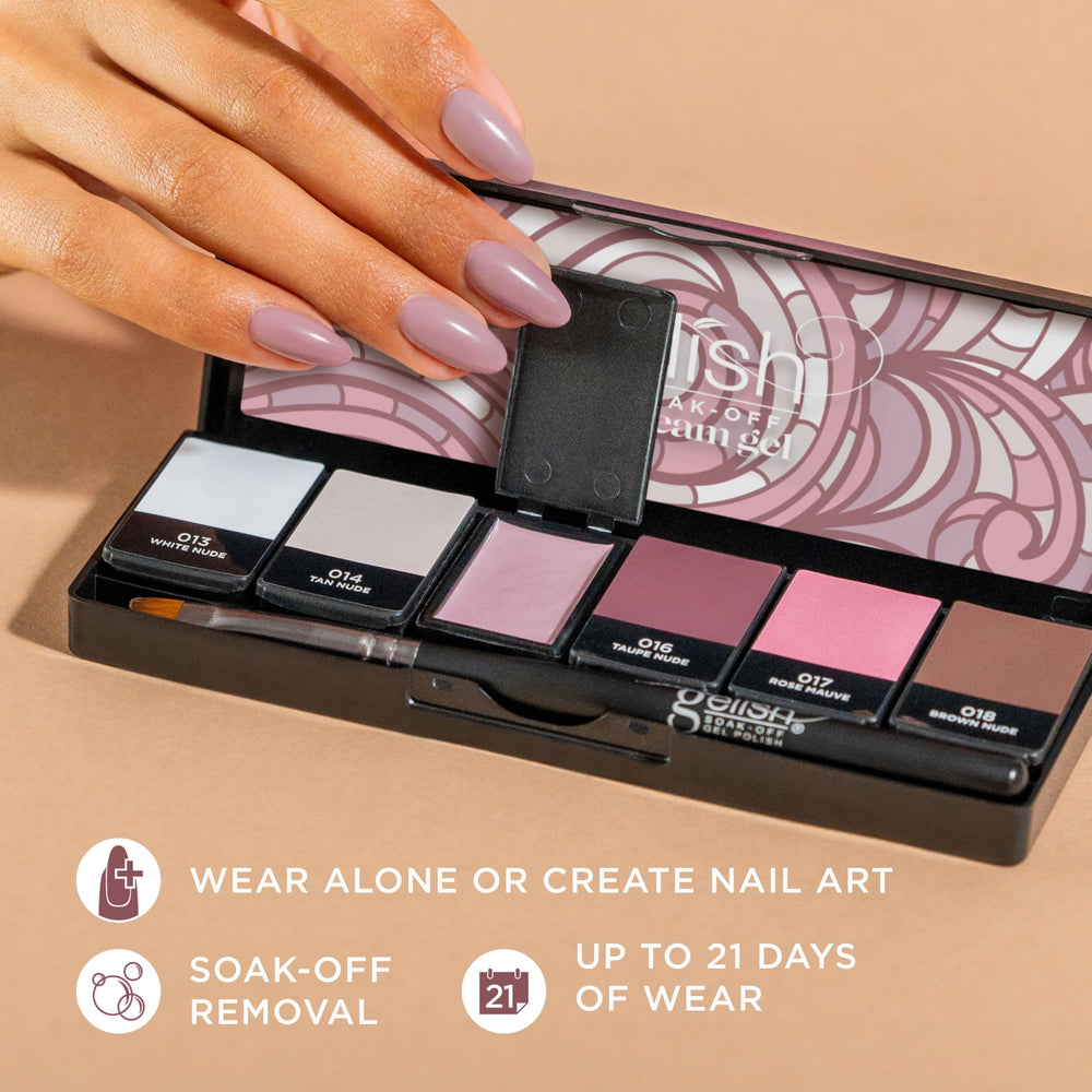 Gelish rose mauve application on nail demonstrating smooth glide and salon finish