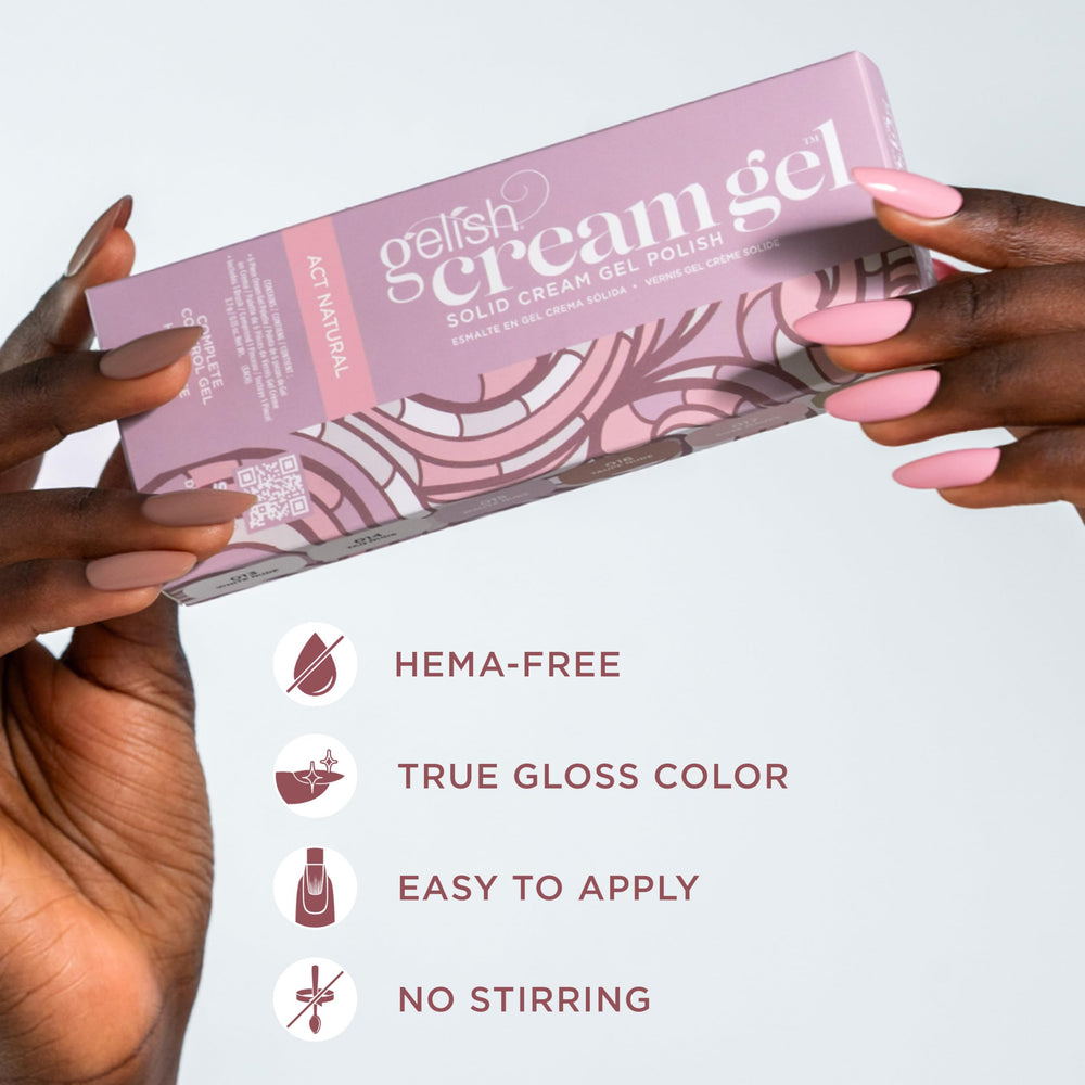 Gelish white nude swatch on nail tip showing even coverage and creamy opacity