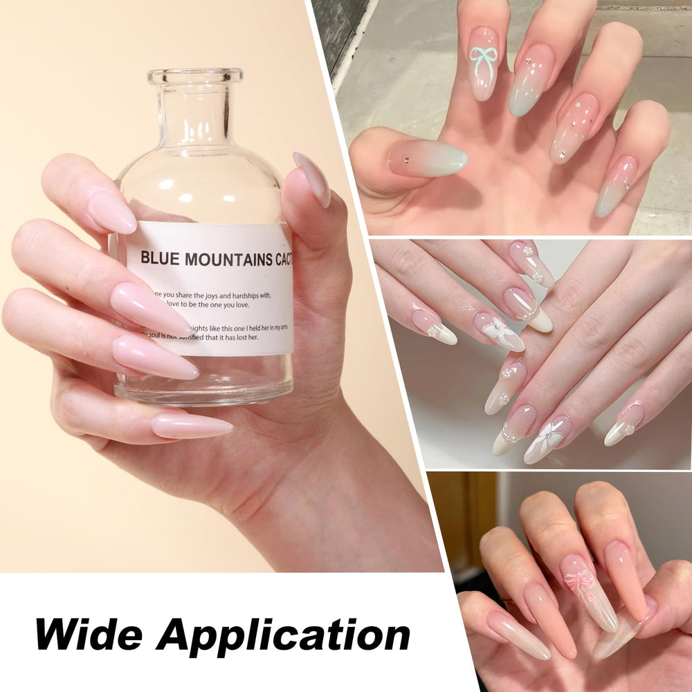 GELLAKTIK gel applied on nail extension demonstrating strong apex support