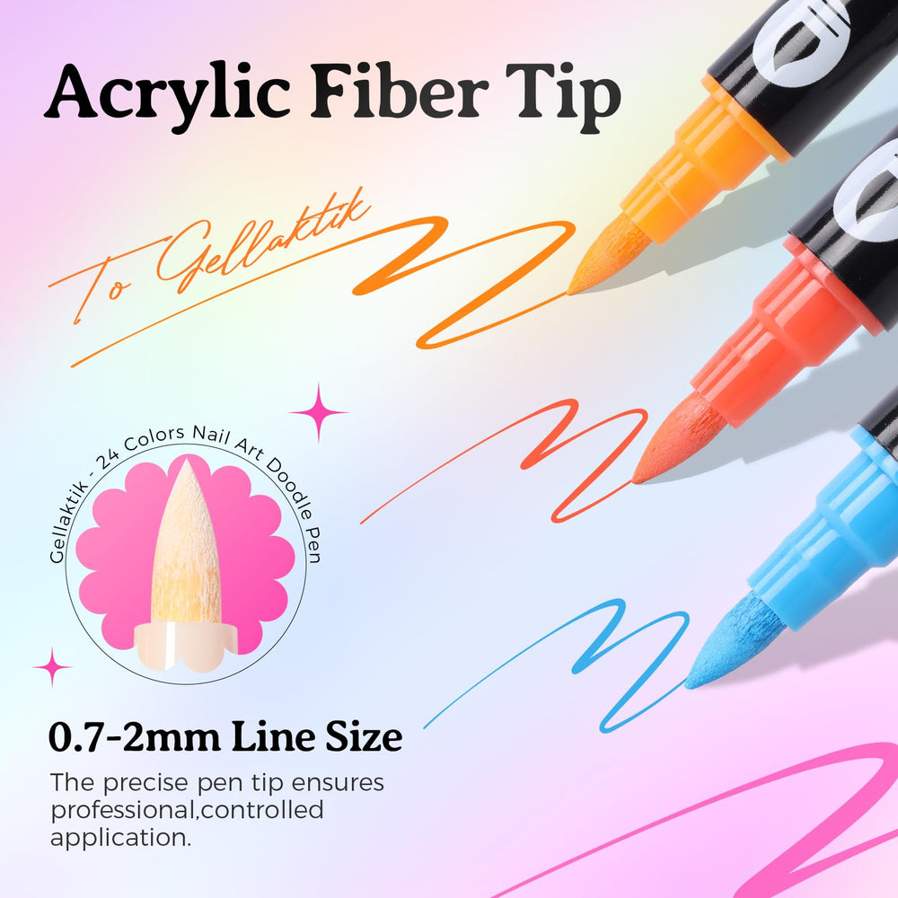 GELLAKTIK dual pen ends close-up showing liner and dotter for precision