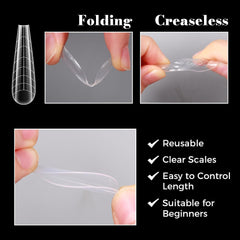 GELLAKTIK dual forms filled with poly gel ready to cure for clean tips