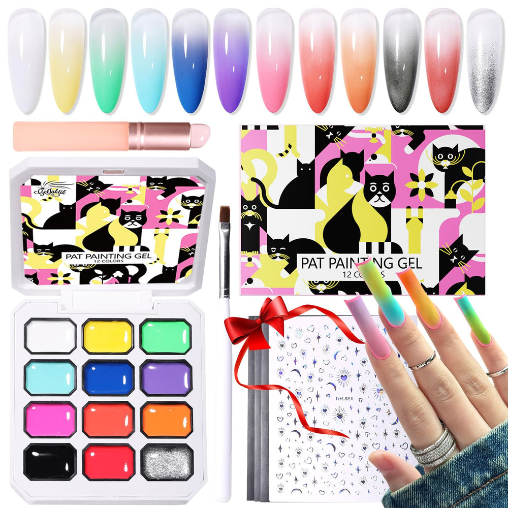 GELLAKTIK front packaging showing compact 12-color gel palette and tools for easy selection
