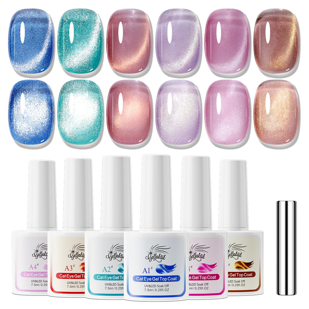 GELLAKTIK front packaging showing all six bottles and magnets, easy storage benefit