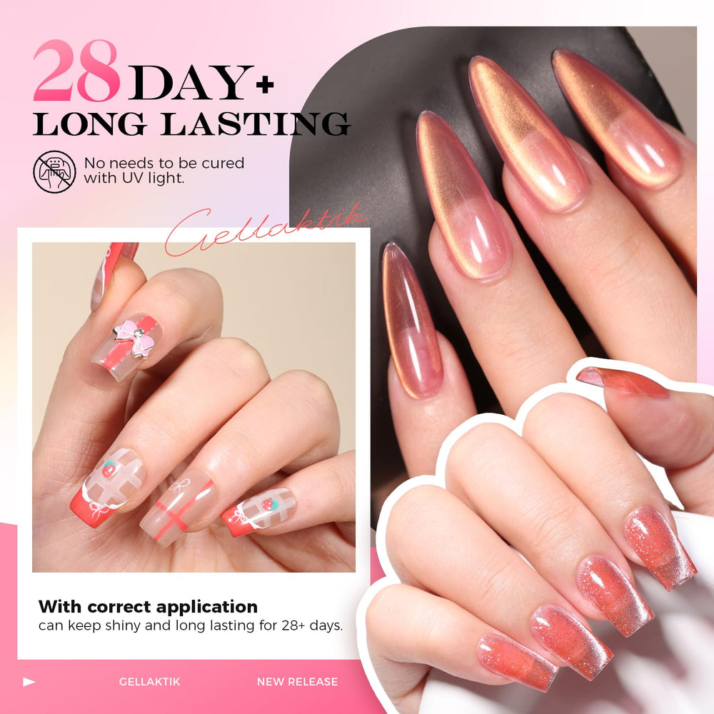 Boxed GELLAKTIK glue with nail tips and remover hinting at complete at-home kit benefit