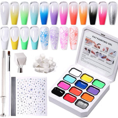 GELLAKTIK palette front packaging showing 12 vibrant colors and kit contents for easy selection