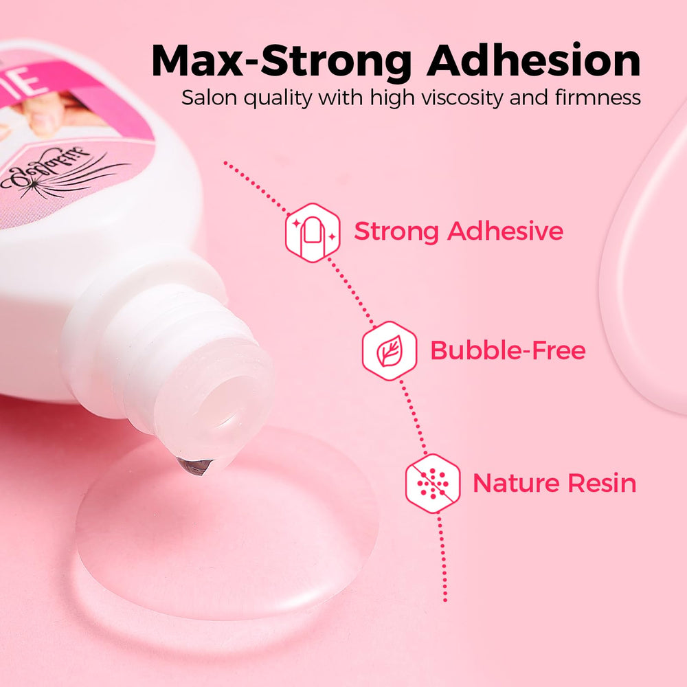 GELLAKTIK being applied to a press-on nail in hand for neat placement and durable wear benefit