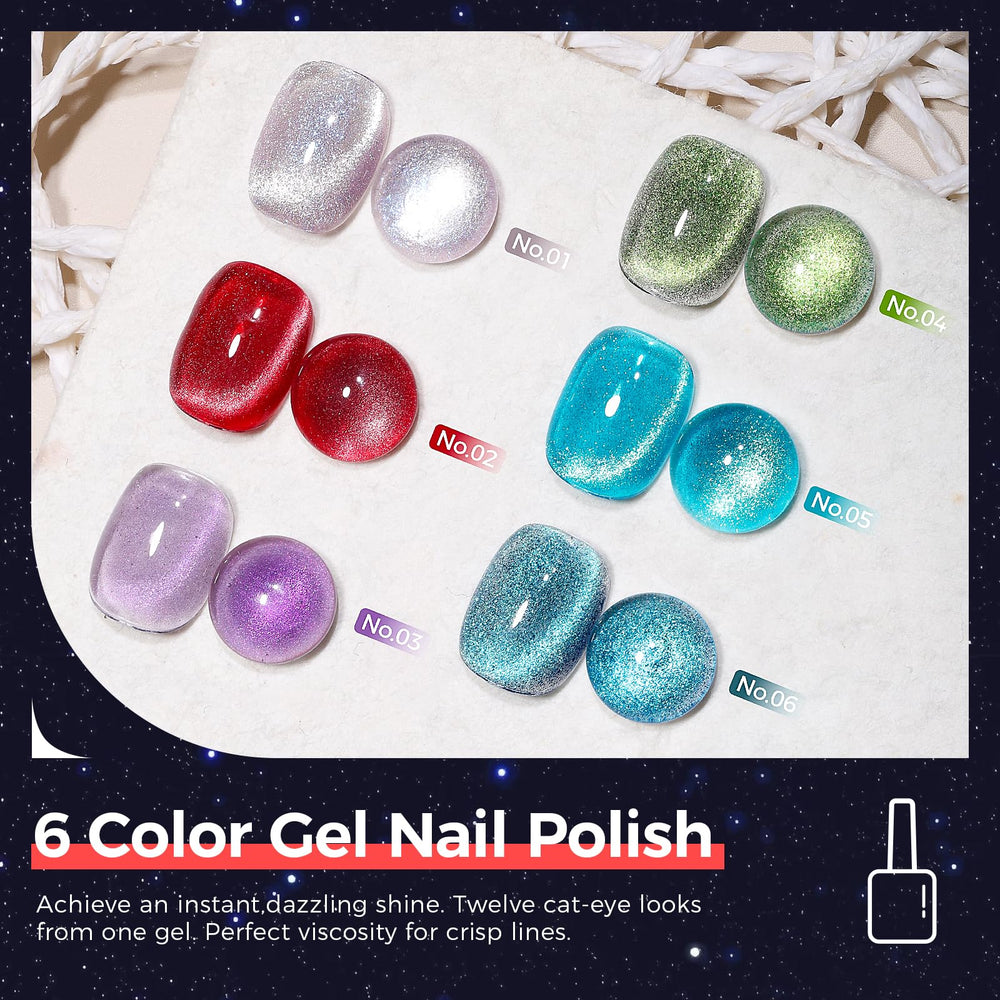 GELLAKTIK six shades array demonstrating color variety and magnetic effects