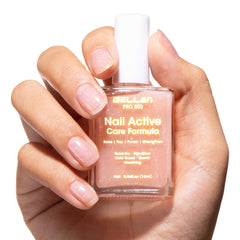 GELLEN front bottle showing milky nude shade and clear branding for easy selection