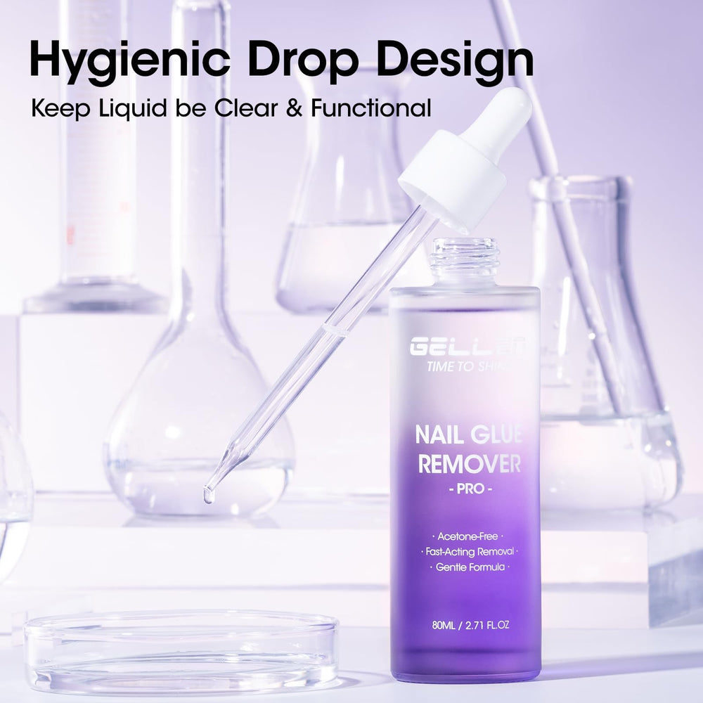 GELLEN applied under press-on nail demonstrating controlled glue dissolution