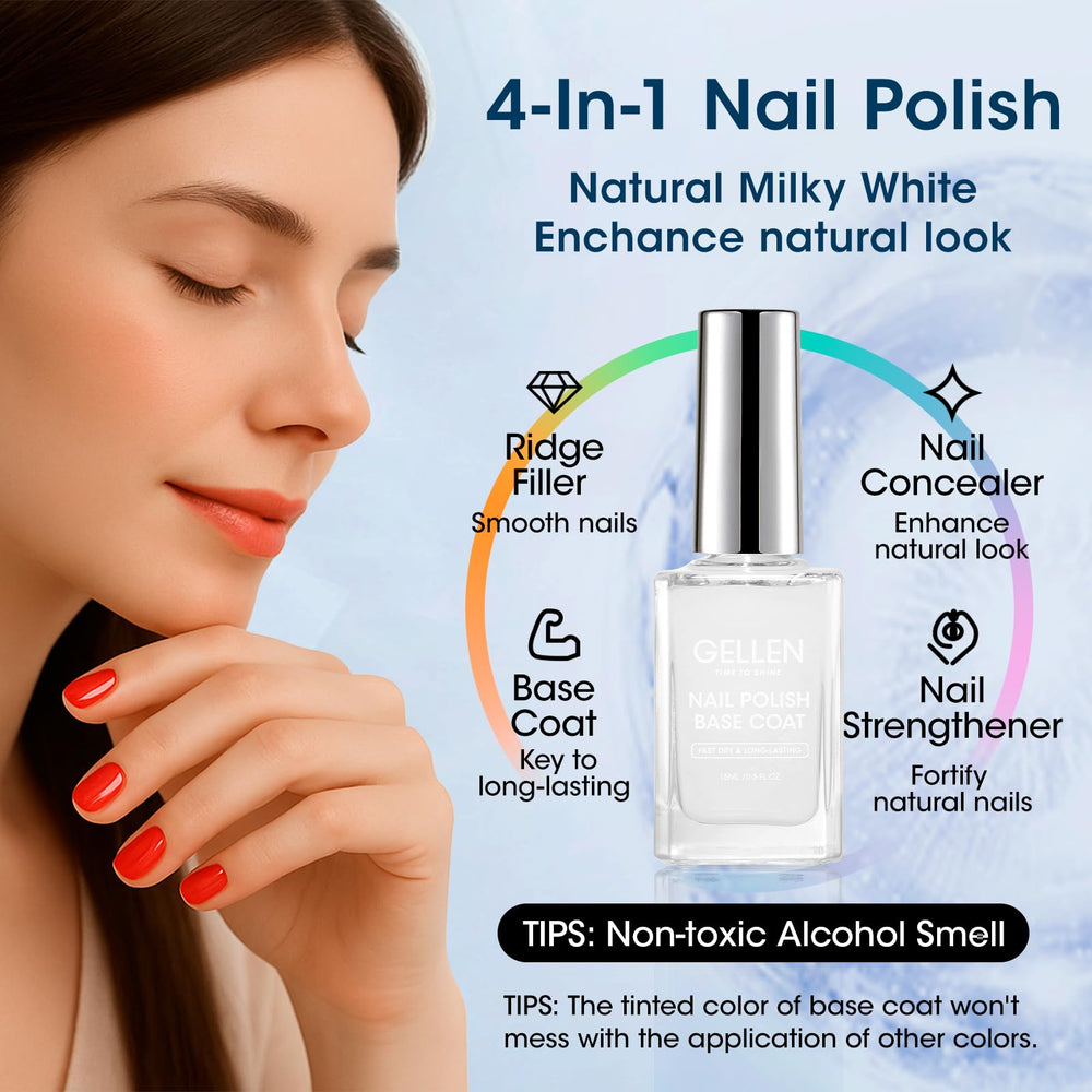 GELLEN milky tint swatch on nail demonstrating natural coverage benefit