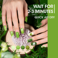 GELLEN brush stroke of mint, grass and lime highlighting smooth coverage