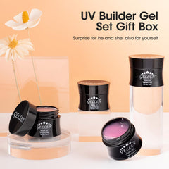 GELLEN kit staged on a vanity showing easy home manicure setup benefit