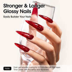 GELLEN builder gel pink jelly finish on extensions showing glossy salon-quality shine