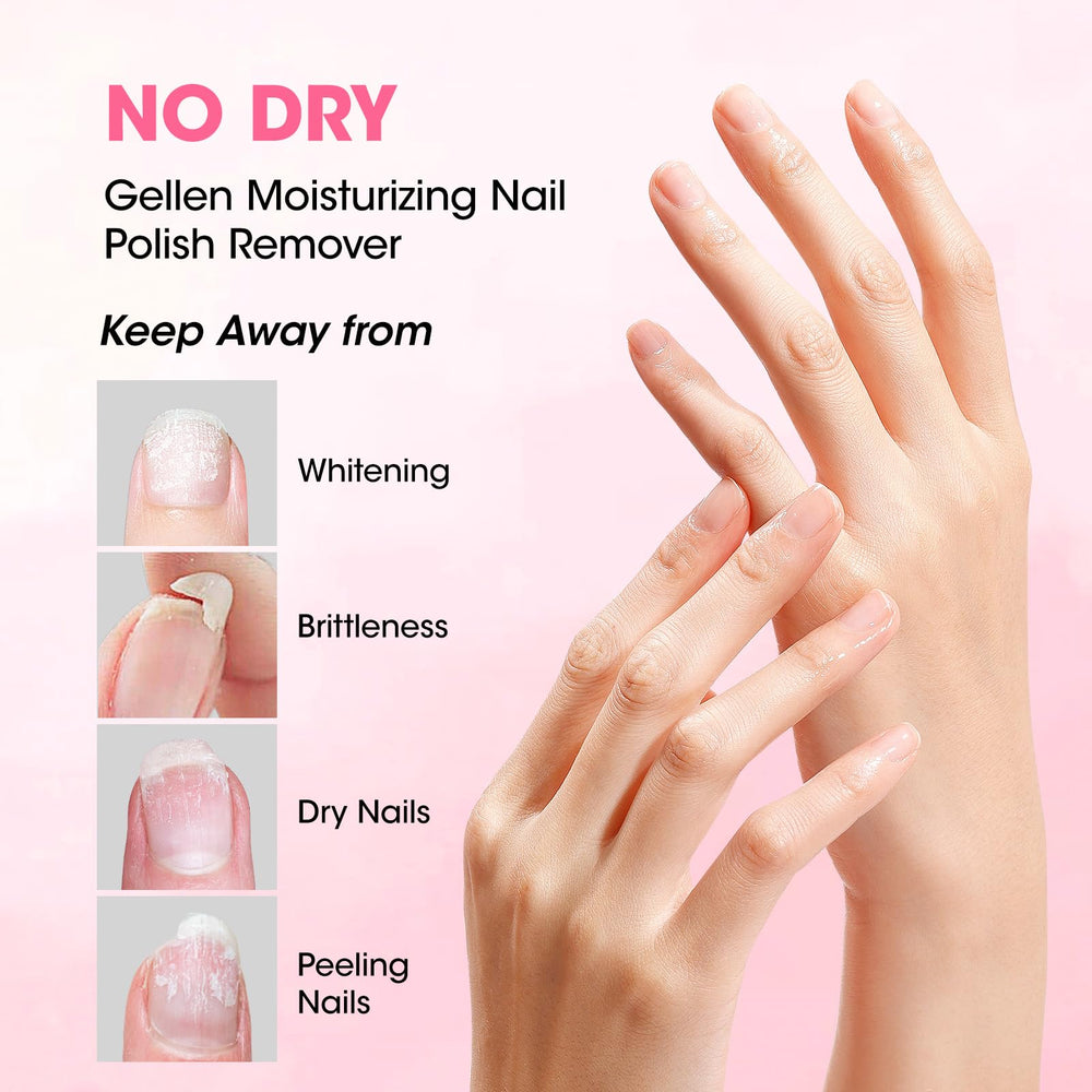 GELLEN cotton pad soaked with remover demonstrating easy polish application and removal