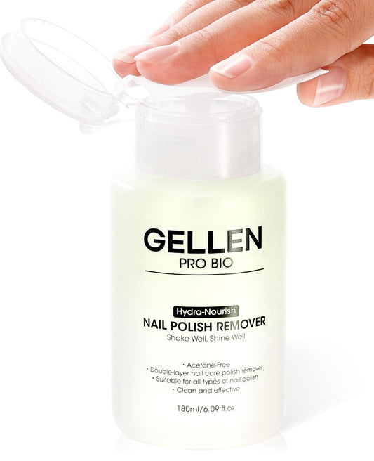GELLEN front bottle showing label and pump for fast neat removal