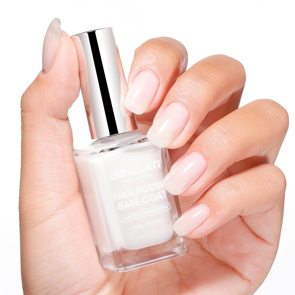 GELLEN front packaging of milky base coat showing clean finish benefit