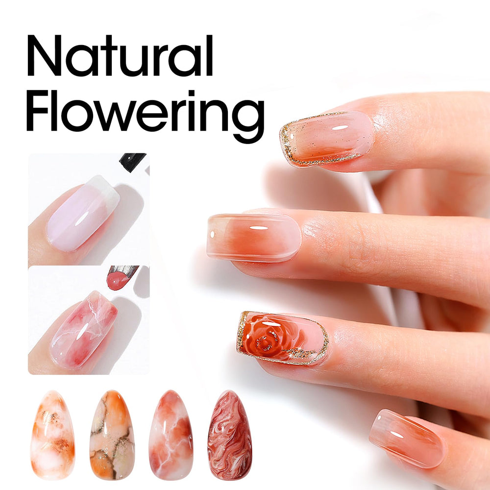 GELLEN gel applied with brush creating a watercolor stroke for easy blending