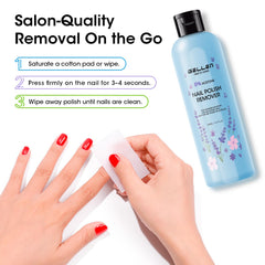GELLEN removing glitter polish from nail demonstrating effective textured polish removal benefit