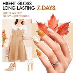 GELLEN manicured hands wearing deep brown polish showing durable shine