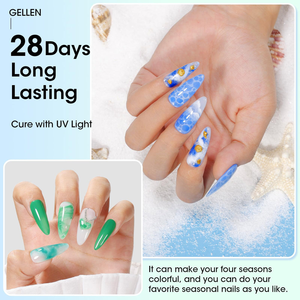 GELLEN marble nail swatch showing crisp veins and vivid color separation