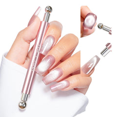 GELLEN pink dual-ended magnet front view showing ergonomic grip and dual tips for precise control