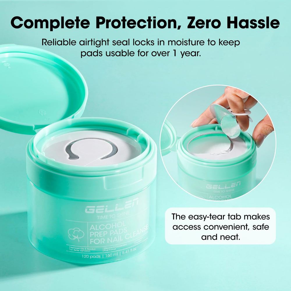 GELLEN wipe in hand demonstrating 7cm size and full nail coverage benefit