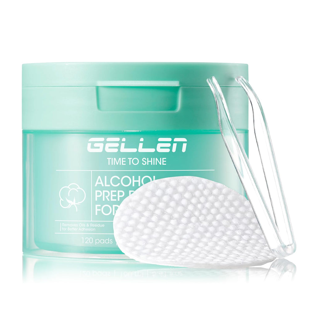 GELLEN jar front view showing labeled prep wipes and resealable lid for freshness