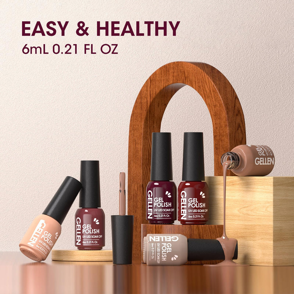 GELLEN size scale with hand showing bottle dimensions and portability benefit