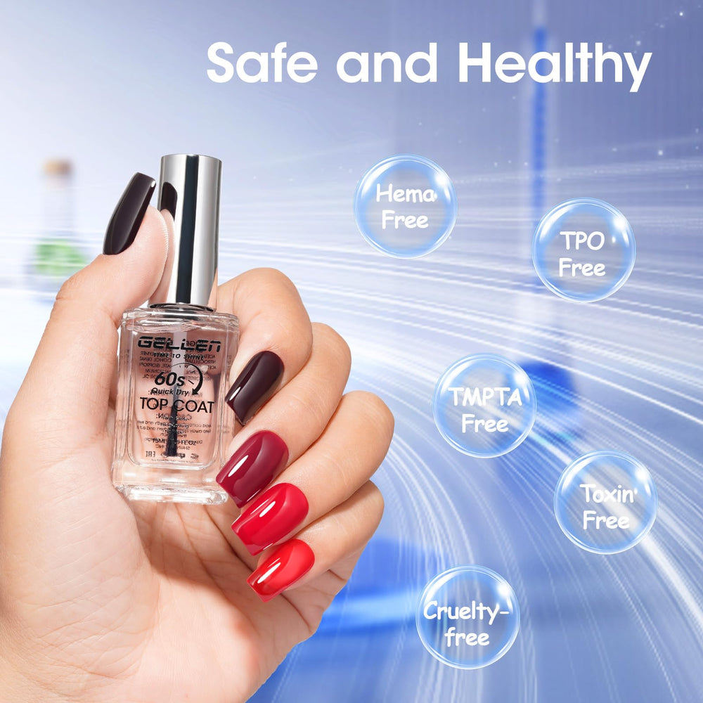 GELLEN label close-up highlighting HEMA-free and non-toxic features