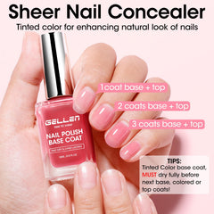 GELLEN two-coat before and after nails showing enhanced natural color and strength