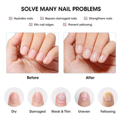 GELLEN before and after nails comparison showing strengthened smoother nails