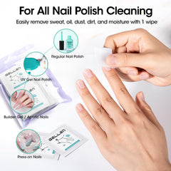 GELLEN wipe being used on a nail removing residue for smoother polish