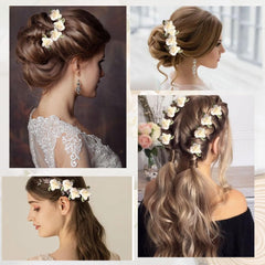 GELXGRIT clips worn in a half-up hairstyle adding delicate floral accent for events