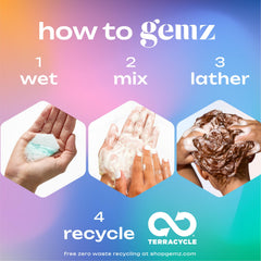 gemz applied in shower demonstrating quick activation and easy rinse