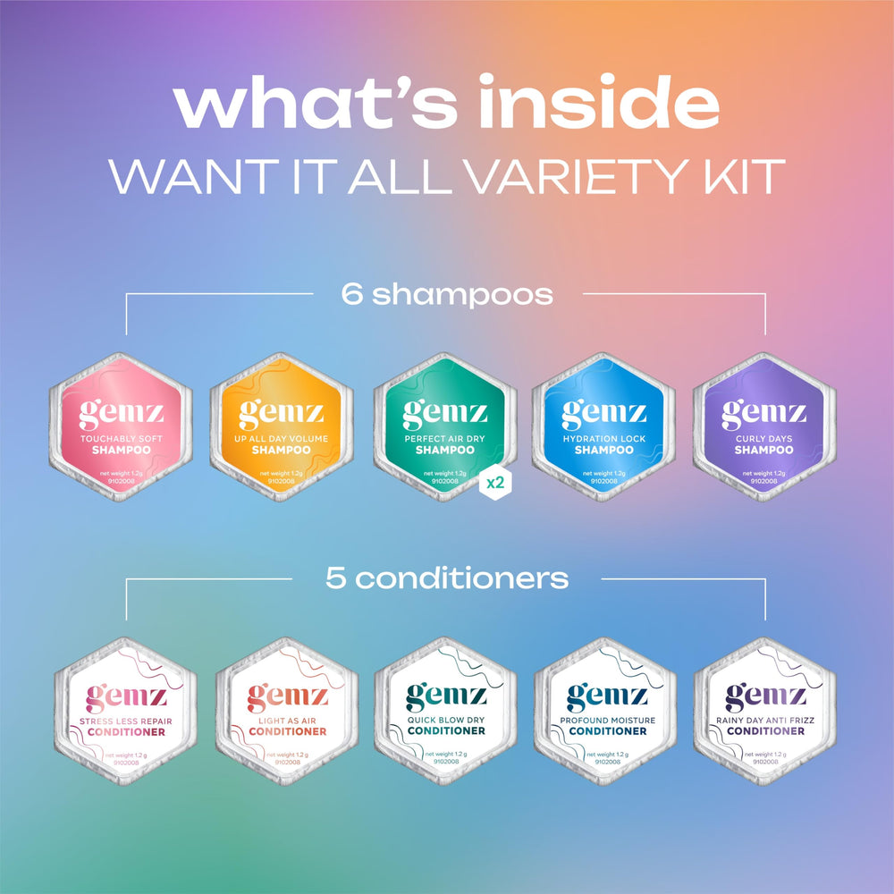 gemz kit beside travel items demonstrating compact, grab-and-go benefit