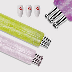 Generic tool in use painting a floral nail design, showing quick flower creation and neat results